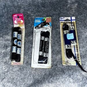 Lot of 3 Pairs of Various Dress Shoelaces Black And Brown